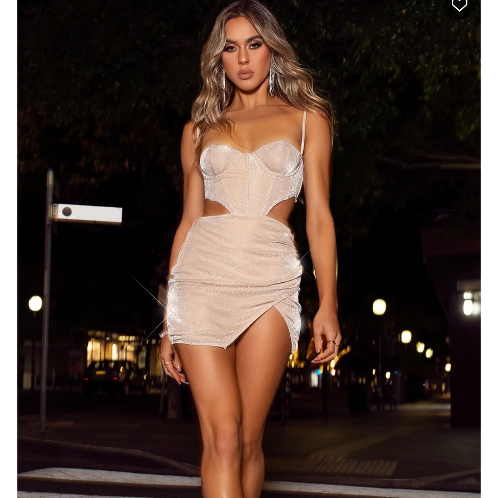 NWT natural beauty mini dress champagne